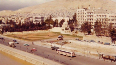 لقطة من فندق سمير اميس باتجاه مدرسة جودت الهاشمي في دمشق 1963