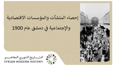 التاريخ السوري المعاصر - إحصاء المنشآت والمؤسسات الاقتصادية والإجتماعية في دمشق عام 1900
