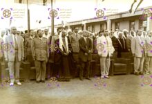 وزير المعارف وسلطان الأطرش وآخرون في مهرجان المعارف في السويداء 1955