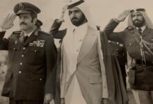 مصطفى طلاس يستقبل وزير دفاع الامارات محمد بن راشد ال مكتوم في سبعينيات القرن العشرين