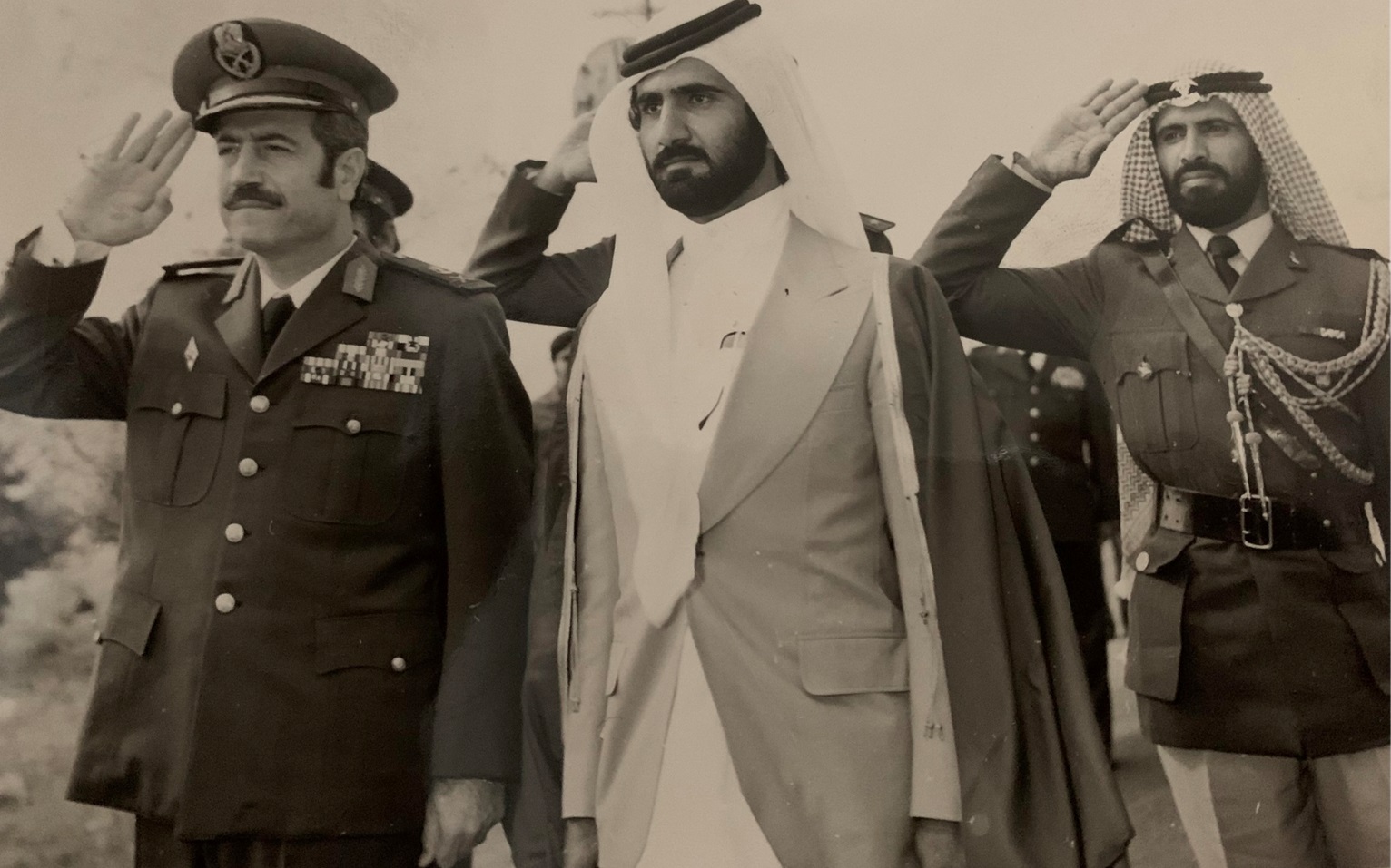 مصطفى طلاس يستقبل وزير دفاع الامارات محمد بن راشد ال مكتوم في سبعينيات القرن العشرين