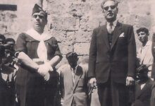 مصطفى الزين والمفوَّض خيرات ماميش في احتفالُ عيد الجلاء في اللاذقية عام 1950م