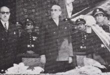 شكري القوتلي وشوكت شقير في احتفالُ عيد الجلاء في دمشق عام 1956م