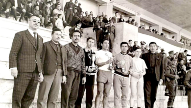 مشاركون في سباق الجري في الملعب البلدي بحلب عام 1965