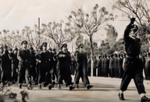 سراج الدين الشرابي يتقدم الصف بالعرض العسكري في عيد الجلاء 1946م