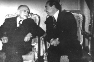 هاشم الأتاسي ورئيس وزراء تركيا عدنان مندريس في دمشق عام 1955م